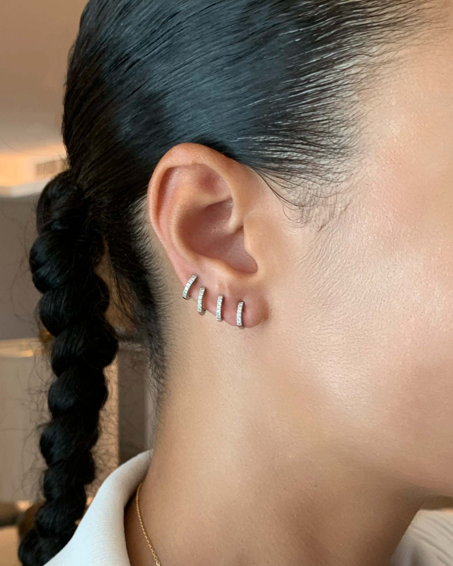 Micro Diamond Huggies White Gold